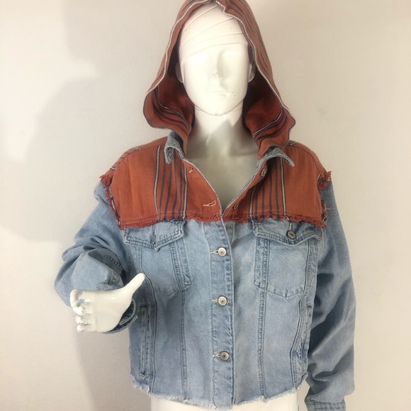Free People Baja Hooded Denim Jacket 
